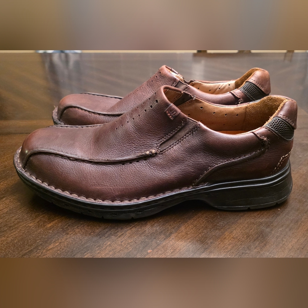 Men's Clark's Brown Leather Slip-On Shoes